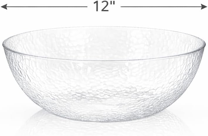 Lillian Collection Stunning Clear Plastic Round Hammered Bowl - Image 3