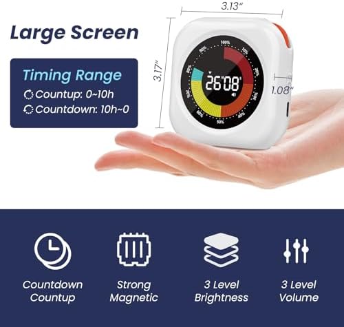 Visual Timer for Kids, Rechargeable 10-Hour Countdown/Up Timer - Image 3