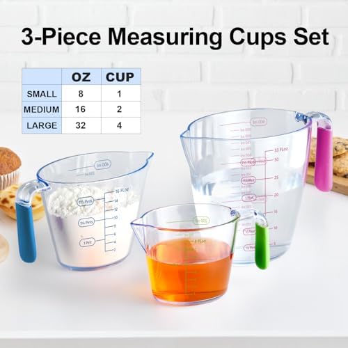 Liquid Measuring Cups with Spout 3 Pcs with ML OZ Scale - Image 2