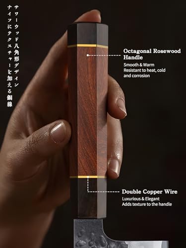 HOSHANHO 7" Nakiri Knife, Handcrafted Razor Sharp Meat Vegetable Cleaver - Image 3