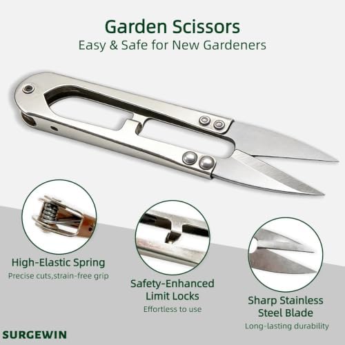 2-Pack Bonsai Pruning Shears, 4.1" Stainless Steel Spring-Loaded Precision Snips - Image 2