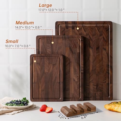 THETCHRY Walnut Wood Cutting Board Set, End Grain Cutting Board - Image 4