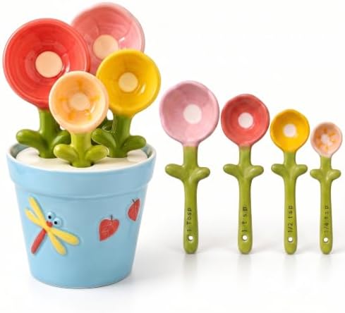 Cute Flower Ceramic Measuring Spoons Set by BLUESTEER