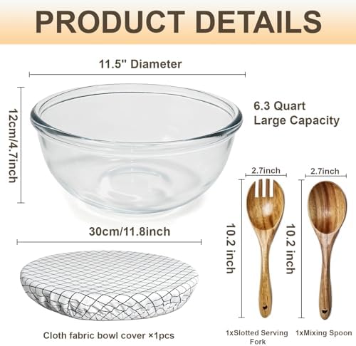 6.3 Quart Large Glass Mixing Bowl - Image 2