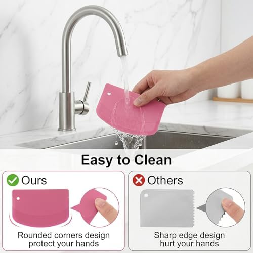TIESOME 12PCS Dough Scraper, Plastic Thickened Bench Scraper - Image 3
