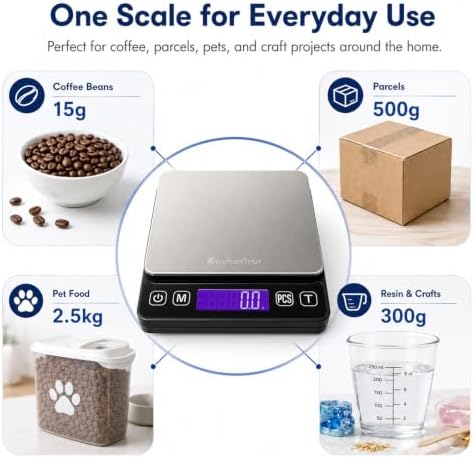 KitchenTour Digital Kitchen Gram Scale - 3000g/0.1g - High Accuracy Precision - Image 7