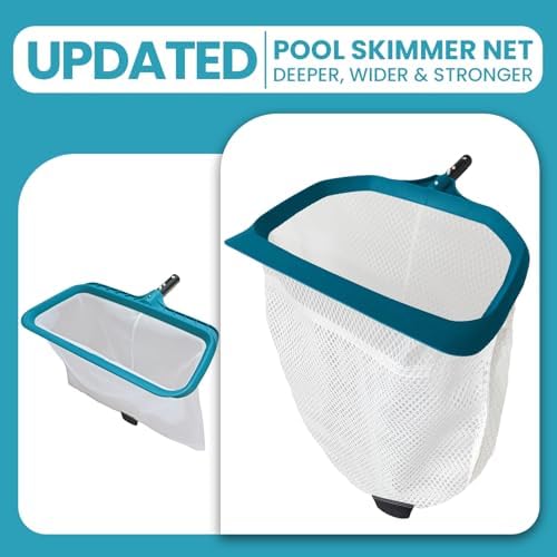 17.5" Ultra Fine Mesh Pool Net Skimmer, Deep Bag Leaf Rake - Image 2