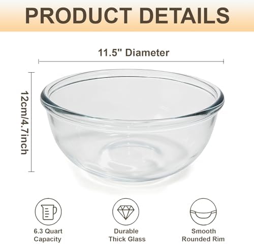 6.3 Quart Large Glass Mixing Bowl - Image 2