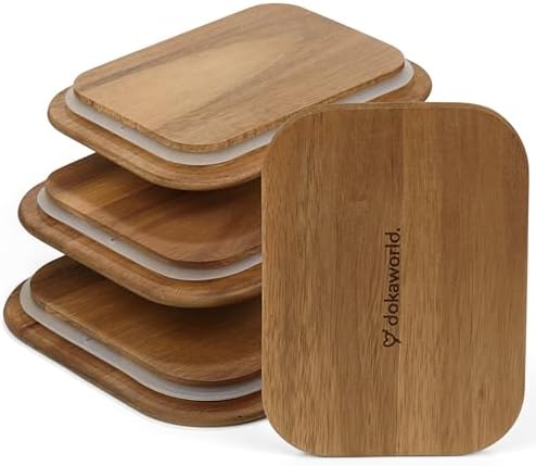 Natural Acacia Lids Set for Food Storage Glass Containers by Dokaworld