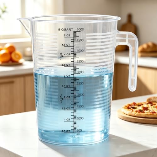 5000 ml Measuring Cup with Easy-Read Guide Stripes, 1 Gallon Plastic Pitcher - Image 2
