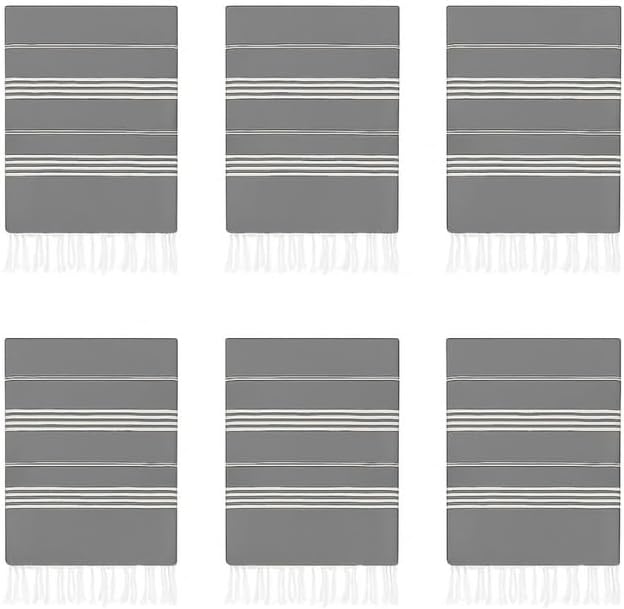 HAVLULAND Turkish Beach Towels Oversized -100% Turkish Cotton Super Soft Lightweight - Absorbent and Quick Drying Bath Towel - Sand Free Beach Towel - Turkish Towels for Adults (Grey, 12 Pack)