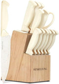 14-Piece Cream Kitchen Knife Block Set by Unknown