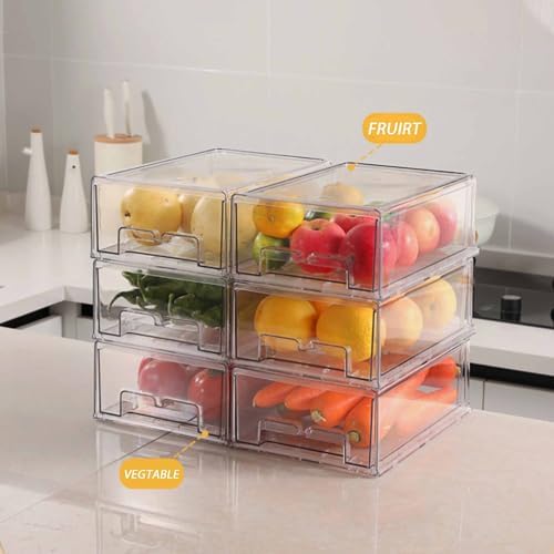 bealy 2 Pack Stackable Clear Drawer Organizer, Large Pull Out Fridge Organizers - Image 6