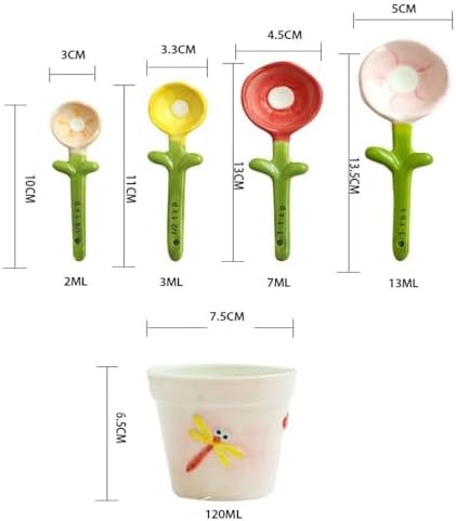 Sunflowers Measuring Spoons and Cups Set, Cute Ceramic Measuring Spoons - Image 7