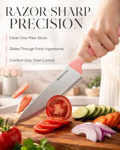 14-Piece Pink Kitchen Knife Set - Image 4
