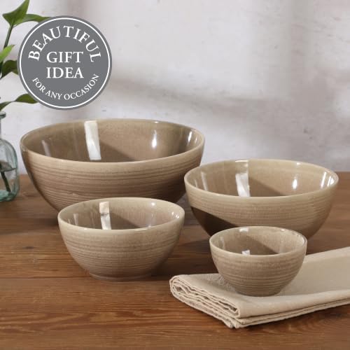 Gibson Elite Maple Grove 4-Piece Stoneware Nesting Bowl Set, Reactive Glaze - Image 4