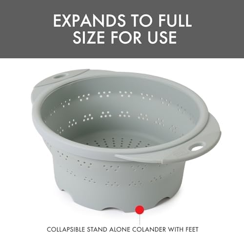 Dexas 10" Collapsible Silicone Colander in Sage, Kitchen Strainer - Image 5