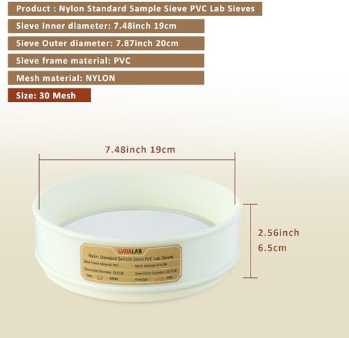 7.9" PVC Lab Sieve, Nylon Mesh, 30 Mesh Screen Sifter - Image 2