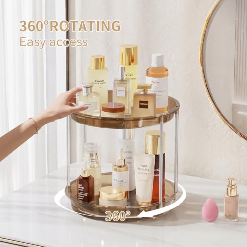 Rotating Makeup Organizer, Perfume Skincare Holder, 2 Tier 9 Inch - Image 2