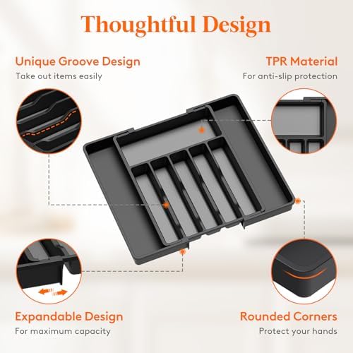 Lifewit Extra Large Silverware Drawer Organizer, Expandable Utensil Tray - Image 2