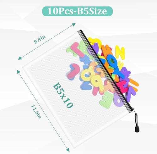 10pcs Mesh Zipper Pouch Bags, B5 Zipper Pouch, Plastic Zipper Pouches, Zipper - Image 2
