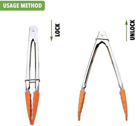 HINMAY 7-Inch Silicone Tipped Kitchen Tongs - Image 3