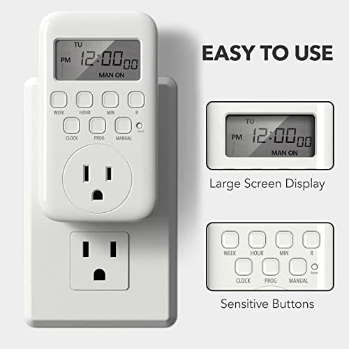 BN-LINK Digital Outlet Timer for Light, 7 Days Programmable Timer for Lamps - Image 2
