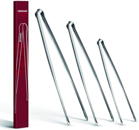 Precise Serrated Non-Slip Tips Cooking Tongs by COOCLAN
