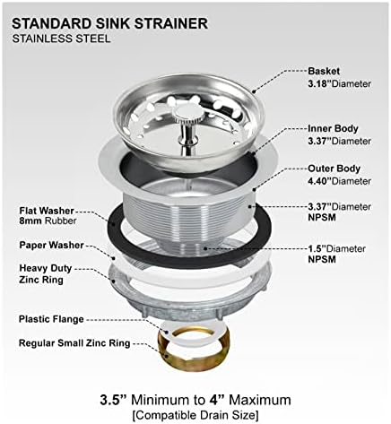 Highcraft 9733-2 Kitchen Sink Stainless Steel Drain Assembly - Image 5