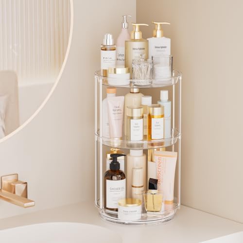 360 Rotating Makeup Organizer, Skincare Perfume Holder, 3 Tier 9inch - Image 3