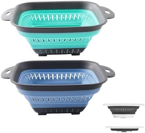 2 Pcs Collapsible Square Silicone Colander Strainer by LogFaadCoi
