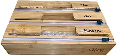 HELIA Bamboo Kitchen Wrap Organizer | Wall Mounting Solid Bamboo Foil and - Image 4