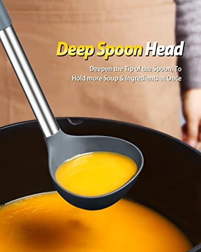 BUNDLEPRO Silicone Soup Ladle and Pasta Spoon Set, 2 Pack - Image 4