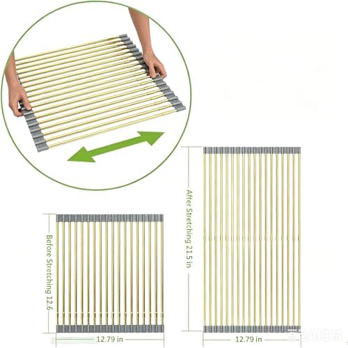 Expandable Roll Up Dish Drying Rack, Large Over The Sink Rack Draining Rack - Image 2