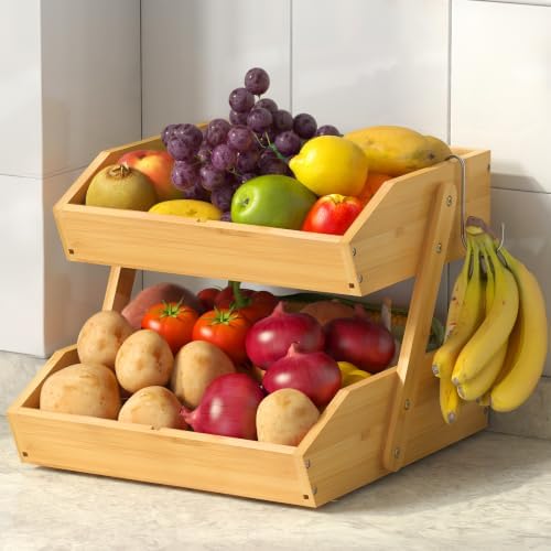 Sevenblue 2-Tier Bamboo Fruit Basket by Sevenblue