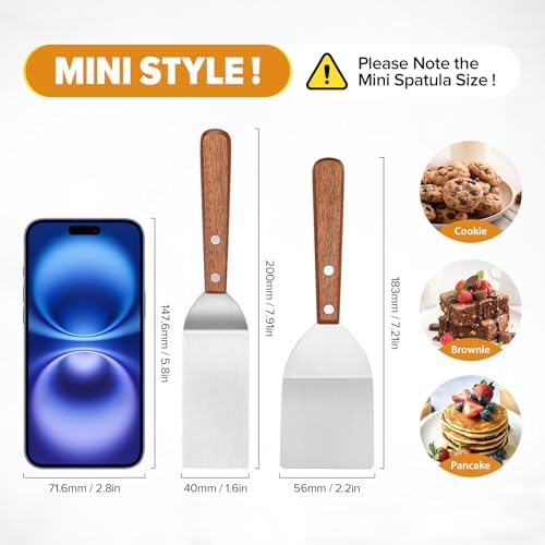 Small Mini Tiny Metal Spatula Turner Set - Image 3