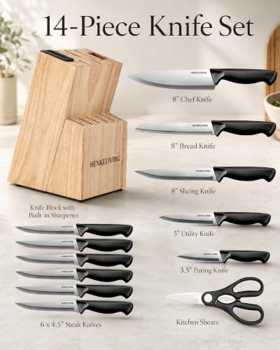 14-Piece Black Kitchen Knife Block Set - Image 2