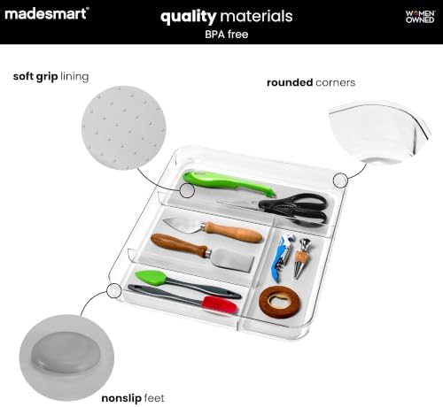 madesmart Clear 4 Compartment Drawer Organizer - Image 4
