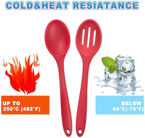 8 Pcs Heat Resistant Non Stick Silicone Serving Spoons Set -Ideal - Image 3