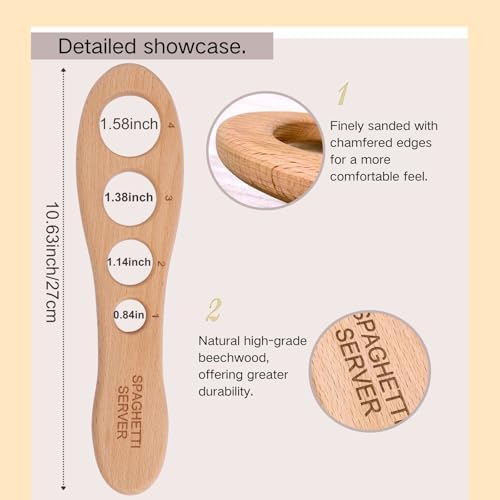 Beechwood Spaghetti Measuring Tool, 4-Serving Pasta Portion Guide - Image 2