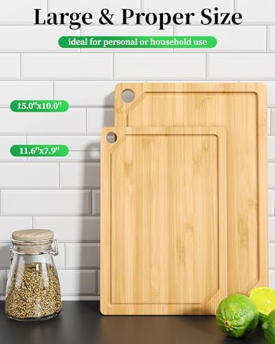 Kitsure Bamboo Cutting Board for Kitchen - Image 2