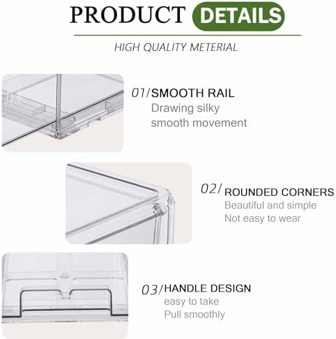 bealy 2 Pack Stackable Clear Drawer Organizer, Large Pull Out Fridge Organizers - Image 4
