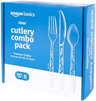 Amazon Basics Disposable Clear Plastic Cutlery Set, Large Combo Pack Forks by AmazonBasics