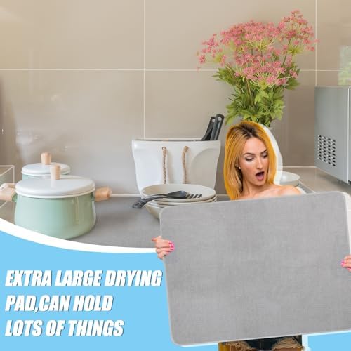 Hushee 2 Pcs Dish Drying Mats for Kitchen Counter, 30 x 24 Inch - Image 5