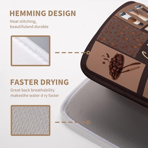 Coffee Theme Dish Drying Mats for Kitchen Counter Absorbent Microfiber Dish - Image 4