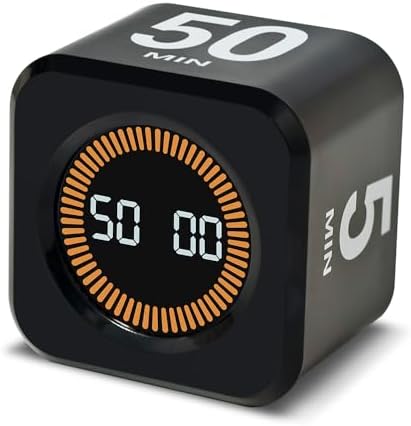 Visual Rotating Timer with 5, 25 50 Minutes Preset, Desk Cube Count Down/up by PULIVIA
