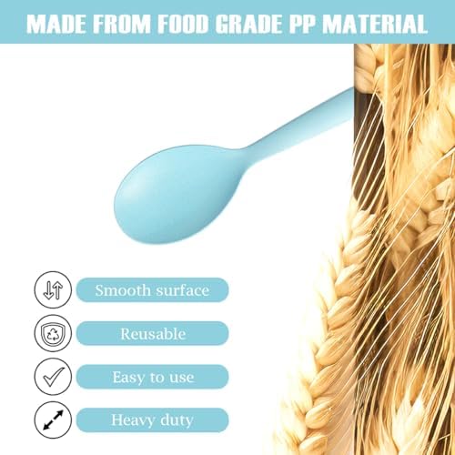 8 Pack 10" Large Reusable Plastic Wheat Straw Serving Spoon Set, 4 Serving - Image 4