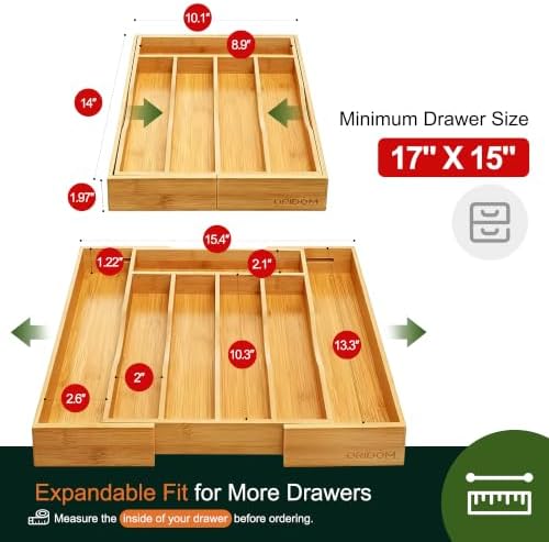 Expandable Bamboo Kitchen Drawer Organizer - Image 2