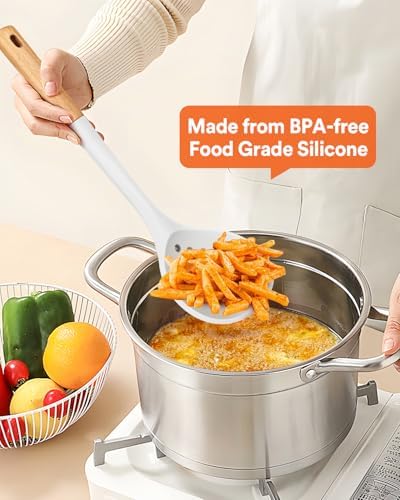 Badiano Silicone Kitchen Ladle Strainer, Large Slotted Spoon - Image 3
