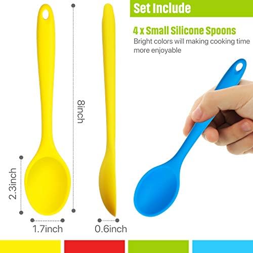 Patelai 4 Pcs Small Silicone Spoons, Dark Red - Image 2